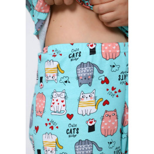 Пижама детская "Алисия" футер с начесом (р-ры: 134-170) мятный