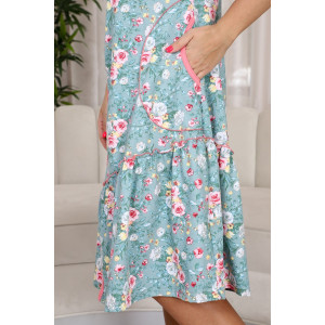 Халат женский М-886 "Зеленый цветочек" кулирка (последний размер) 48,54