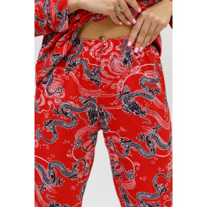 Пижама женская ПЖ-16 кулирка набивная (р-ры: 46-56) красный