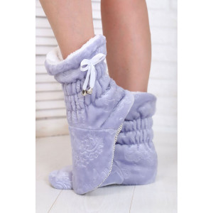 Сапожки домашние без подошвы С-152 велсофт (р-ры: 35-40) серо-голубой Сапожки домашние без подошвы С-152 велсофт (р-ры: 35-40) серо-голубой