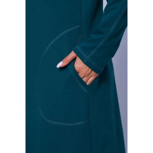 Платье женское с разрезами 488 "Готэм" футер 2-х нитка (р-ры: 48-58) изумруд