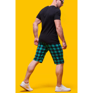 Пижама мужская 2760 "ХО-ХО NEW" кулирка (р-ры: 46-60) шорты зеленые