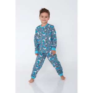 Пижама детская "КосмоДино" трикотаж (р-ры: 80-122) серый