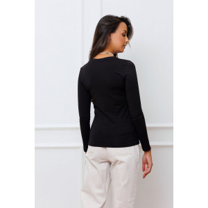 Лонгслив женский №346BLK трикотаж (р-ры: 42-52) черный