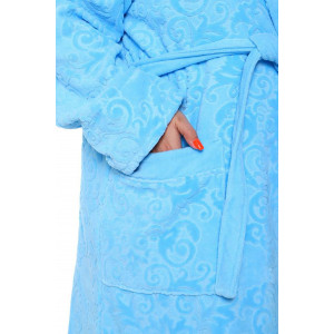 Халат женский шаль велюр-жаккард "Джульетта" (р-ры: 66-72) голубой