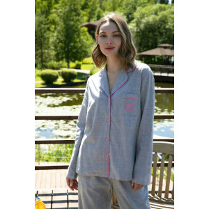 Пижама женская AW22WW304 "Chloe" фланель (последний размер) серый меланж 46-48