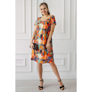 Платье женское "Мелинда" штапель (последний размер) персиковый 52,54,56