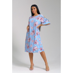 Платье женское "Лилия" штапель (последний размер) голубой 46 Платье женское "Лилия" штапель (последний размер) голубой 46