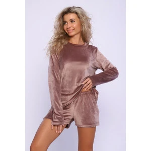 Костюм двойка женский №78536 велюр (р-ры: 42-52) кофейный Костюм двойка женский №78536 велюр (р-ры: 42-52) кофейный
