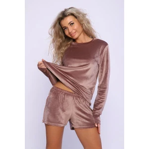 Костюм двойка женский №78536 велюр (р-ры: 42-52) кофейный Костюм двойка женский №78536 велюр (р-ры: 42-52) кофейный
