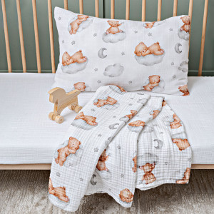 Детское постельное белье MOYЁ Home муслин "Teddy" с пледом