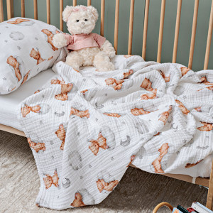 Детское постельное белье MOYЁ Home муслин "Teddy" с пледом
