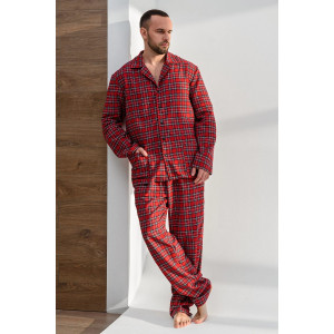 Пижама мужская "Добрый вечер" 2162-Ф фланель (р-ры: 48-58) бордовый