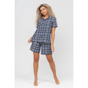 Костюм двойка женский №36673 кулирка (р-ры: 44-50) синяя клетка Костюм двойка женский №36673 кулирка (р-ры: 44-50) синяя клетка