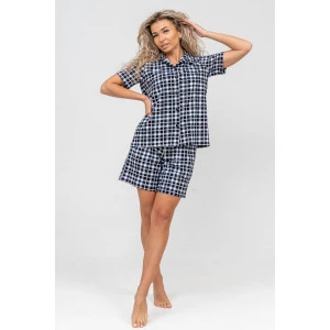 Костюм двойка женский №36673 кулирка (р-ры: 44-50) синяя клетка Костюм двойка женский №36673 кулирка (р-ры: 44-50) синяя клетка