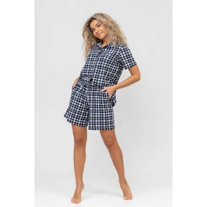 Костюм двойка женский №36673 кулирка (р-ры: 44-50) синяя клетка Костюм двойка женский №36673 кулирка (р-ры: 44-50) синяя клетка