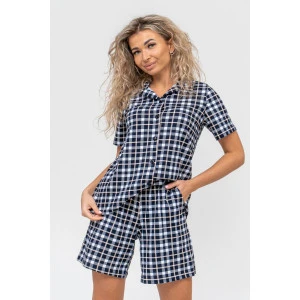 Костюм двойка женский №36673 кулирка (р-ры: 44-50) синяя клетка Костюм двойка женский №36673 кулирка (р-ры: 44-50) синяя клетка