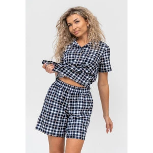 Костюм двойка женский №36673 кулирка (р-ры: 44-50) синяя клетка Костюм двойка женский №36673 кулирка (р-ры: 44-50) синяя клетка