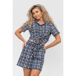 Костюм двойка женский №36673 кулирка (р-ры: 44-50) синяя клетка Костюм двойка женский №36673 кулирка (р-ры: 44-50) синяя клетка