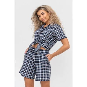 Костюм двойка женский №36673 кулирка (р-ры: 44-50) синяя клетка Костюм двойка женский №36673 кулирка (р-ры: 44-50) синяя клетка