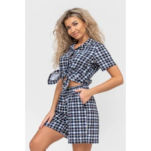 Костюм двойка женский №36673 кулирка (р-ры: 44-50) синяя клетка Костюм двойка женский №36673 кулирка (р-ры: 44-50) синяя клетка