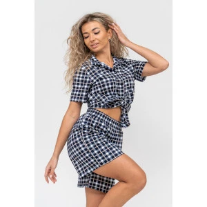 Костюм двойка женский №36673 кулирка (р-ры: 44-50) синяя клетка Костюм двойка женский №36673 кулирка (р-ры: 44-50) синяя клетка