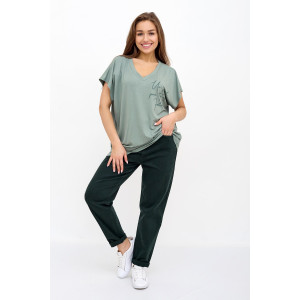 Футболка женская "Бэтти Х" вискоза (последний размер) хаки 54