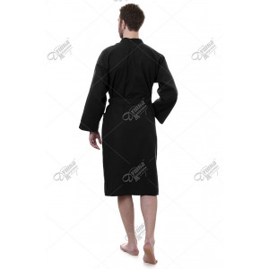 Халат мужской вафельный кимоно (р-ры: 48-62) черный