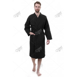 Халат мужской вафельный кимоно (р-ры: 48-62) черный