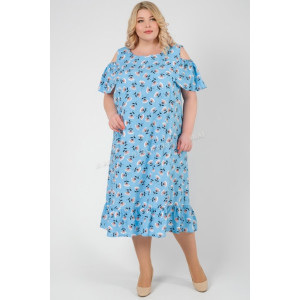 Сарафан женский 0930-16 штапель (последний размер) голубой крупные цветы 58