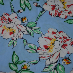 Сарафан женский 0930-16 штапель (последний размер) голубой крупные цветы 58