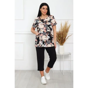 Костюм двойка женский 00966 кулирка (р-ры: 50-62) пионы Костюм двойка женский 00966 кулирка (р-ры: 50-62) пионы