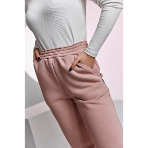 Брюки женские №67091 футер 3-х нитка с начесом (последний размер) пудра 56