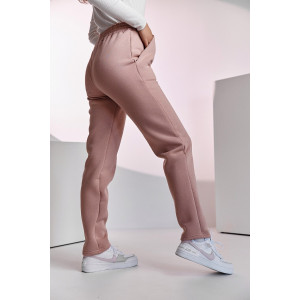 Брюки женские №67091 футер 3-х нитка с начесом (последний размер) пудра 56