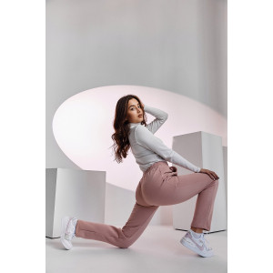 Брюки женские №67091 футер 3-х нитка с начесом (последний размер) пудра 56