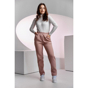 Брюки женские №67091 футер 3-х нитка с начесом (последний размер) пудра 56