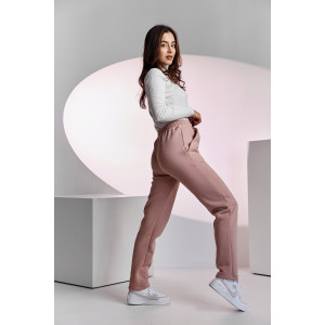 Брюки женские №67091 футер 3-х нитка с начесом (последний размер) пудра 56