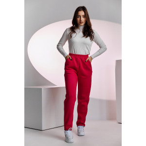 Брюки женские №67091 футер 3-х нитка с начесом (последний размер) фуксия 54