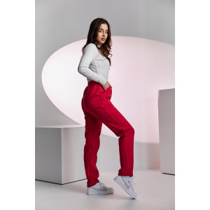 Брюки женские №67091 футер 3-х нитка с начесом (последний размер) фуксия 54