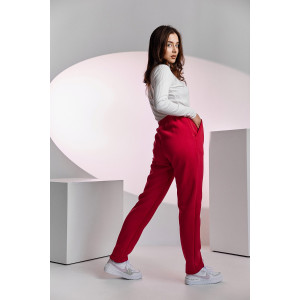 Брюки женские №67091 футер 3-х нитка с начесом (последний размер) фуксия 54