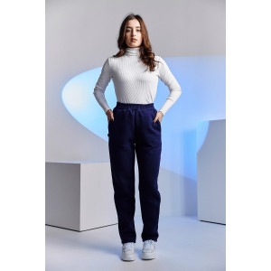 Брюки женские №67091 футер 3-х нитка с начесом (последний размер) темно-синий 50