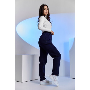 Брюки женские №67091 футер 3-х нитка с начесом (последний размер) темно-синий 50