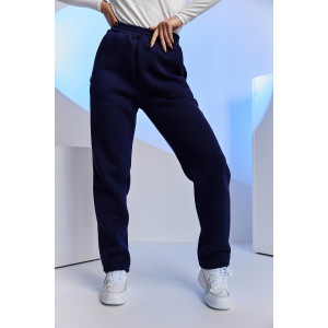 Брюки женские №67091 футер 3-х нитка с начесом (последний размер) темно-синий 50