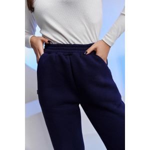 Брюки женские №67091 футер 3-х нитка с начесом (последний размер) темно-синий 50