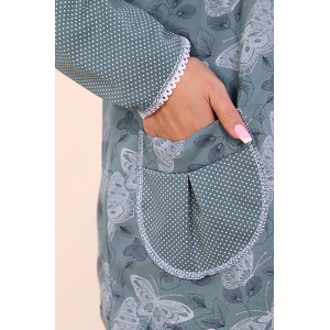 Пижама женская М42 футер (последний размер) бабочки на зеленом с темными рукавами 50