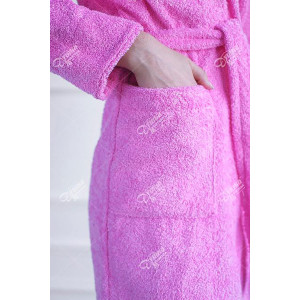 Халат женский махровый с капюшоном короткий (р-ры: 42-50) розовый