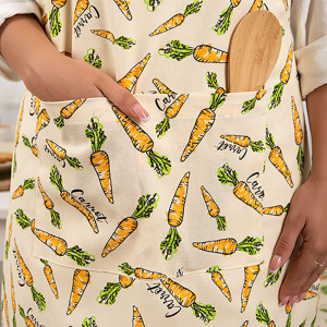 Фартук кухонный "Радушная хозяйка" с карманом и регулируемой бретелью рогожка "Морковки"