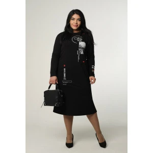 Платье женское П173 футер 2-х нитка петля пенье (р-ры: 44-60) черный Платье женское П173 футер 2-х нитка петля пенье (р-ры: 44-60) черный