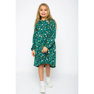 Платье детское "Наденька-24" кулирка (р-ры: 104-134) тёмно-зелёный
