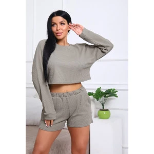 Костюм двойка женский №82042 трикотаж соты (р-ры: 44-50) хаки Костюм двойка женский №82042 трикотаж соты (р-ры: 44-50) хаки